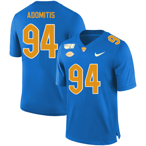 2019 Men #94 Cal Adomitis Pitt Panthers College Football Jerseys Sale-Royal